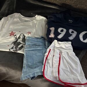 Hollister bundle! Olivia tshirt, crew sweatshirt, denim and athletic short